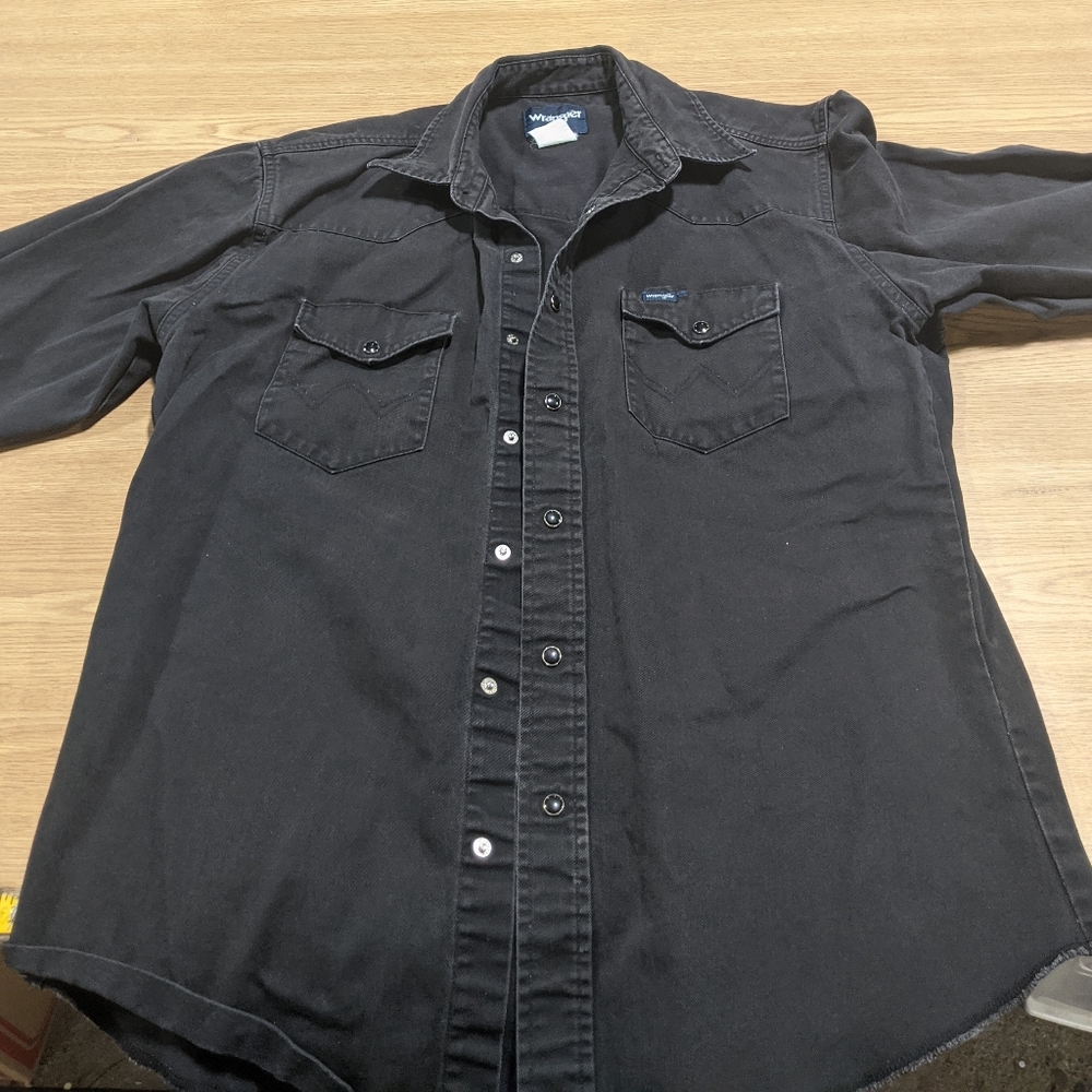 *charity fundraiser* Vintage black wrangler western button-up shirt large - Picture 3 of 5